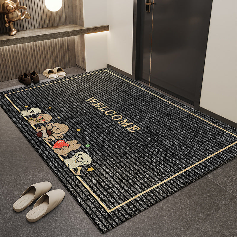 Cartoon-style, simple, cut-out, anti-slip mat for the entrance door, high-end feel, dirt-resistant and wear-resistant crystal velvet foot mat for the foyer