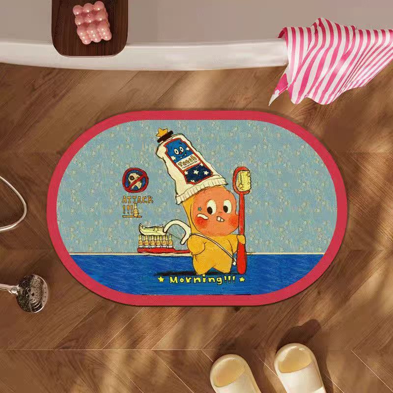 Cartoon Star Man customizable diatom mud floor mat, dirt-resistant and easy-to-maintain bathroom floor mat, water-absorbing quick-drying anti-slip foot mat