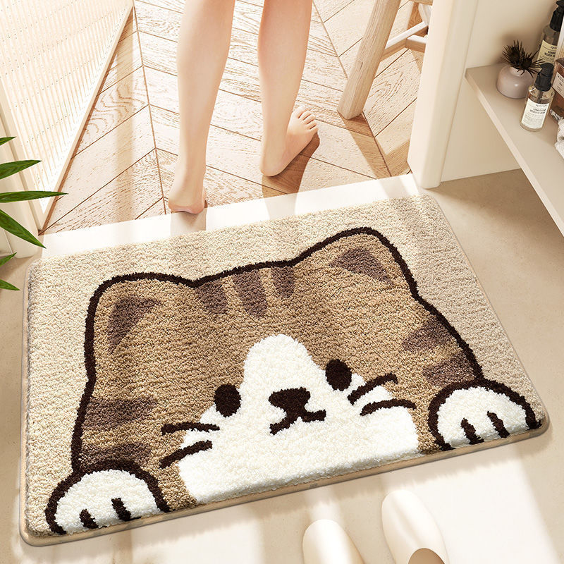 Cartoon and cute animal floor MATS in the bathroom, water-absorbing and quick-drying floor MATS in the bathroom, thickened imitation cashmere floor MATS in the bedroom