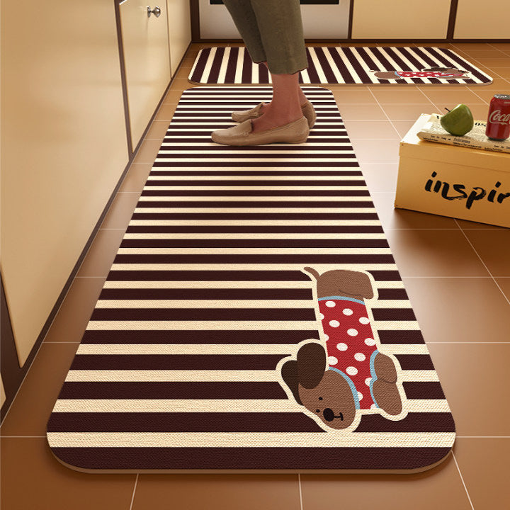 Dachshund kitchen floor mat, door resistant to dirt, household diatom mud floor mat, water-absorbing quick-drying anti-slip mat