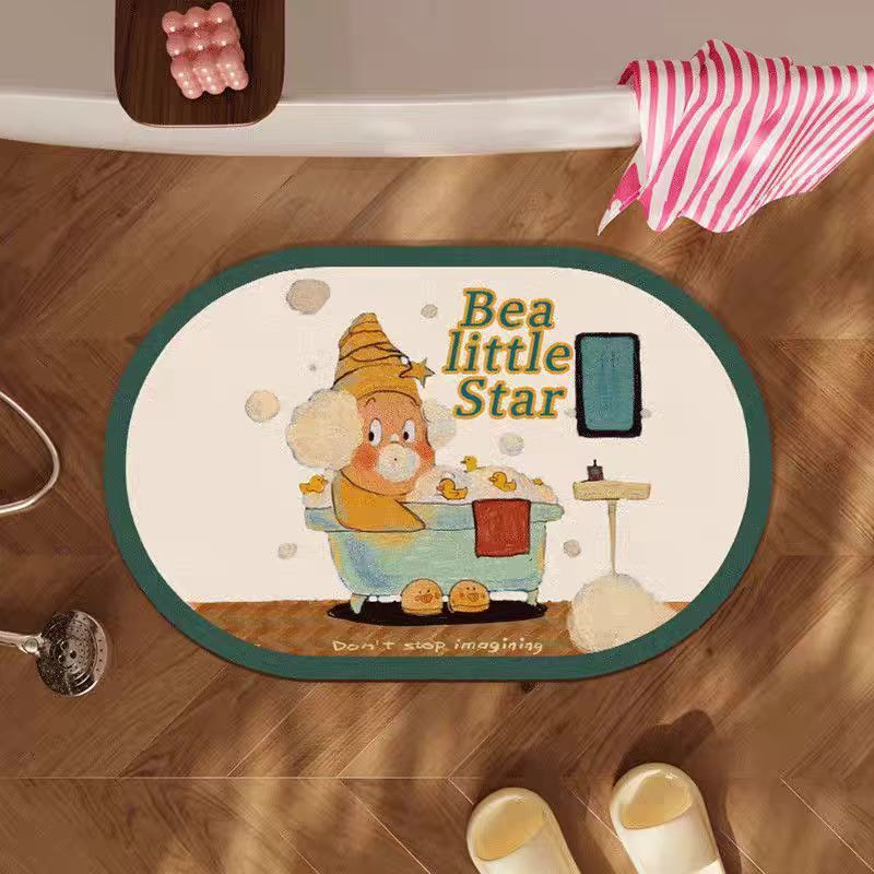 Cartoon Star Man customizable diatom mud floor mat, dirt-resistant and easy-to-maintain bathroom floor mat, water-absorbing quick-drying anti-slip foot mat