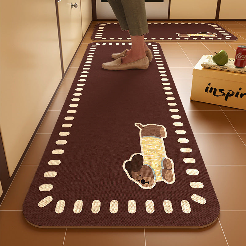 Dachshund kitchen floor mat, door resistant to dirt, household diatom mud floor mat, water-absorbing quick-drying anti-slip mat