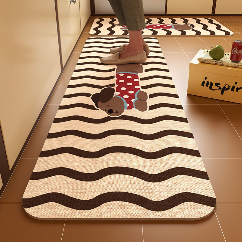 Dachshund kitchen floor mat, door resistant to dirt, household diatom mud floor mat, water-absorbing quick-drying anti-slip mat