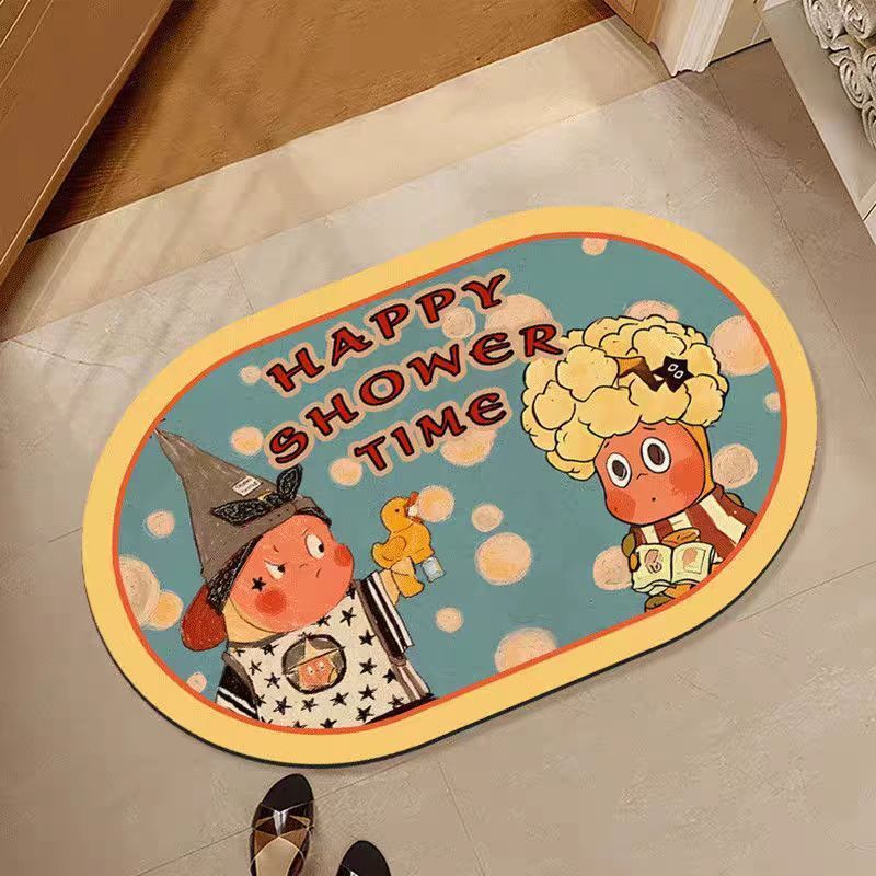 Cartoon Star Man customizable diatom mud floor mat, dirt-resistant and easy-to-maintain bathroom floor mat, water-absorbing quick-drying anti-slip foot mat