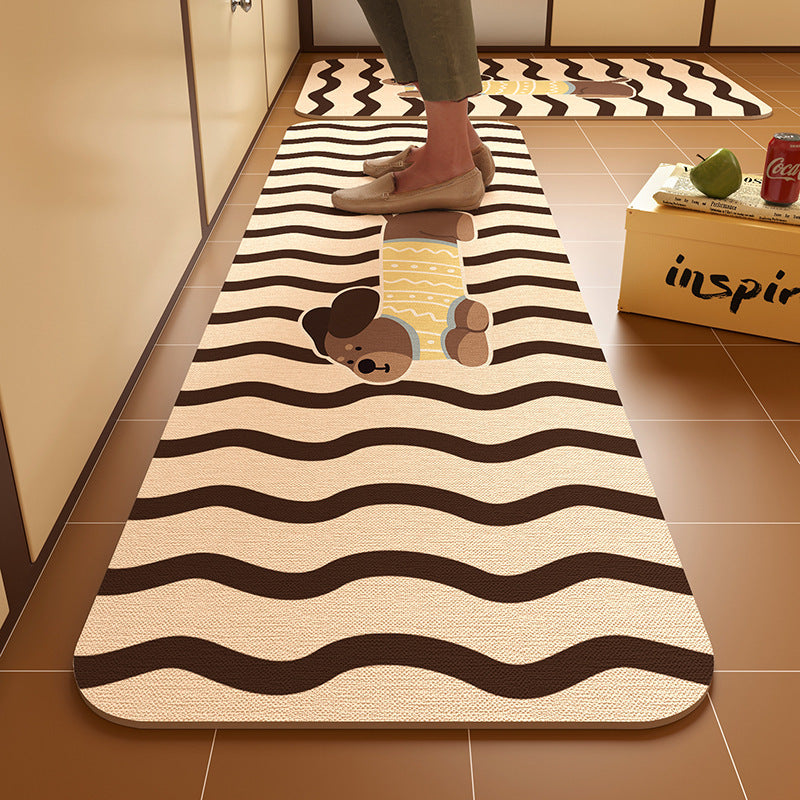 Dachshund kitchen floor mat, door resistant to dirt, household diatom mud floor mat, water-absorbing quick-drying anti-slip mat