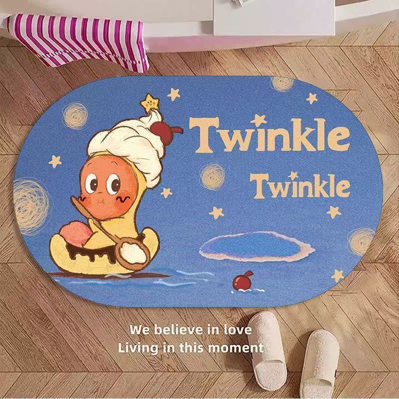 Cartoon Star Man customizable diatom mud floor mat, dirt-resistant and easy-to-maintain bathroom floor mat, water-absorbing quick-drying anti-slip foot mat