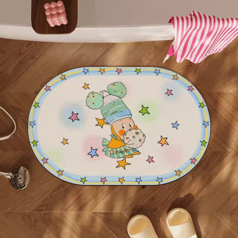 Cartoon Star Man customizable diatom mud floor mat, dirt-resistant and easy-to-maintain bathroom floor mat, water-absorbing quick-drying anti-slip foot mat