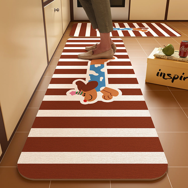Dachshund kitchen floor mat, door resistant to dirt, household diatom mud floor mat, water-absorbing quick-drying anti-slip mat