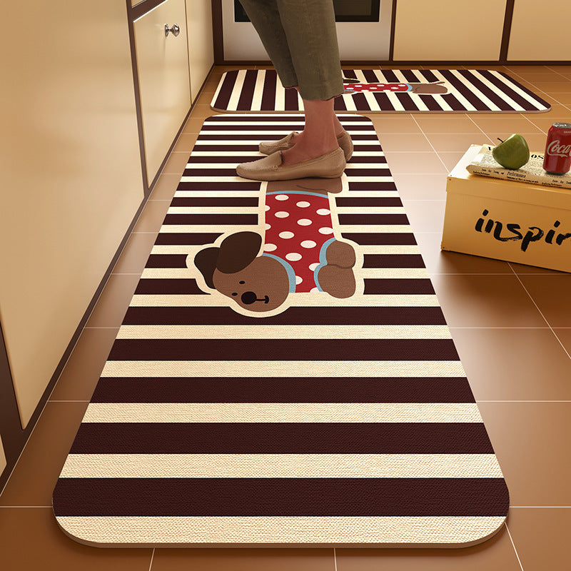 Dachshund kitchen floor mat, door resistant to dirt, household diatom mud floor mat, water-absorbing quick-drying anti-slip mat