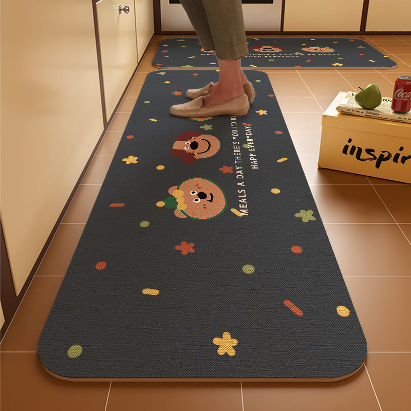 Dachshund kitchen floor mat, door resistant to dirt, household diatom mud floor mat, water-absorbing quick-drying anti-slip mat