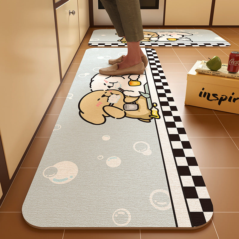 Dachshund kitchen floor mat, door resistant to dirt, household diatom mud floor mat, water-absorbing quick-drying anti-slip mat
