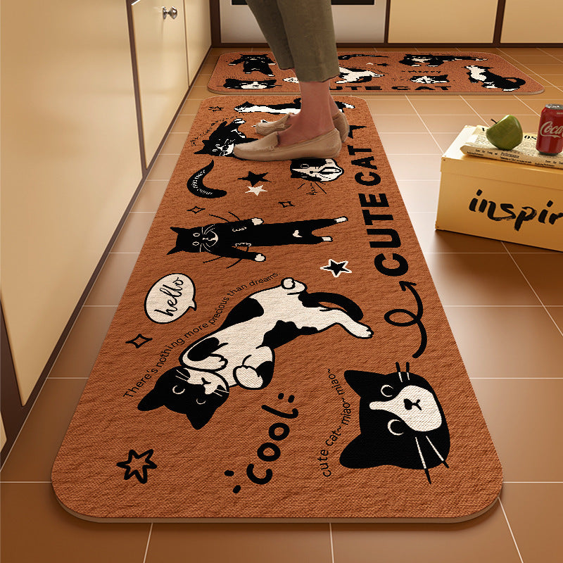 Dachshund kitchen floor mat, door resistant to dirt, household diatom mud floor mat, water-absorbing quick-drying anti-slip mat