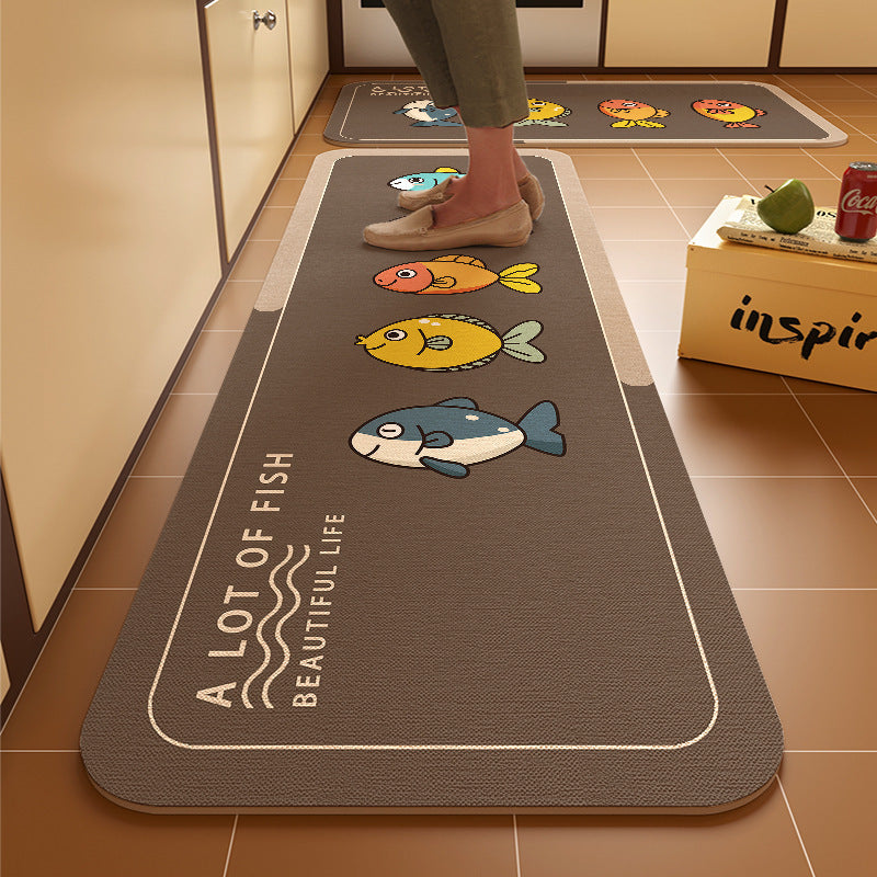 Dachshund kitchen floor mat, door resistant to dirt, household diatom mud floor mat, water-absorbing quick-drying anti-slip mat
