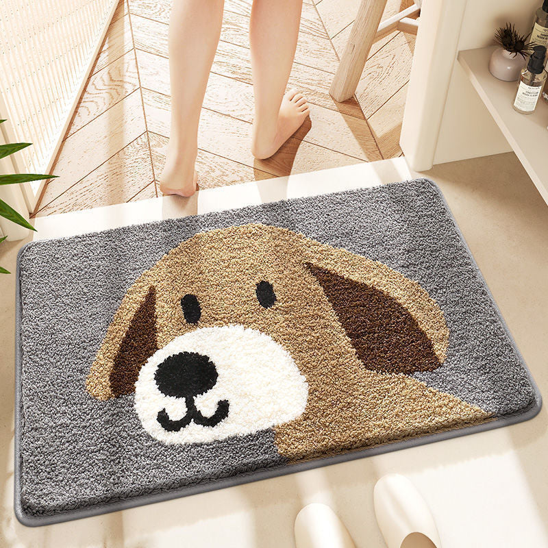 Cartoon and cute animal floor MATS in the bathroom, water-absorbing and quick-drying floor MATS in the bathroom, thickened imitation cashmere floor MATS in the bedroom