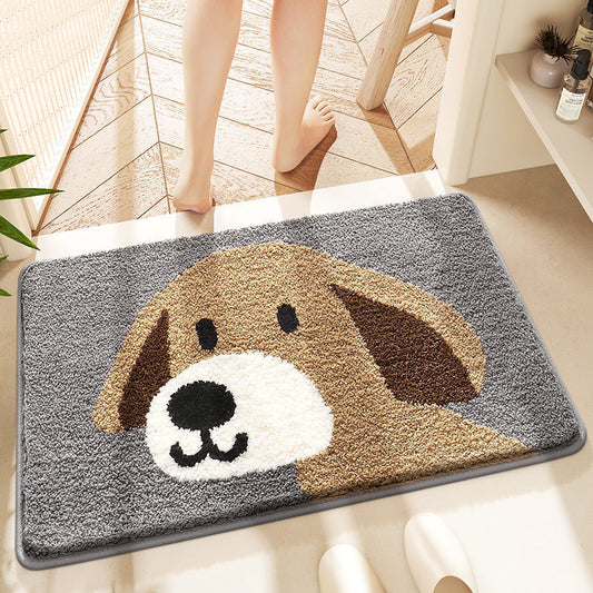 Cartoon and cute animal floor MATS in the bathroom, water-absorbing and quick-drying floor MATS in the bathroom, thickened imitation cashmere floor MATS in the bedroom