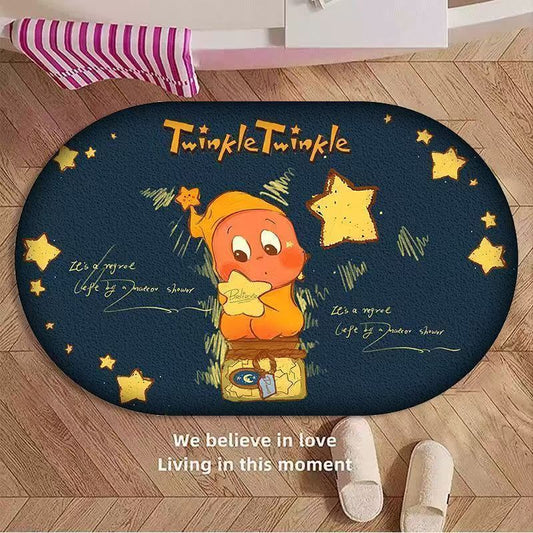 Cartoon Star Man customizable diatom mud floor mat, dirt-resistant and easy-to-maintain bathroom floor mat, water-absorbing quick-drying anti-slip foot mat