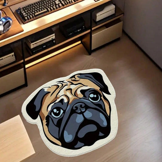 Cute and irregular-shaped faux cashmere floor MATS, water-absorbing and anti-slip pug floor MATS, household dirt-resistant and easy-to-maintain coffee table and chair MATS