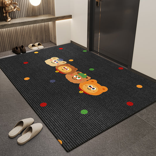 Cartoon-style, simple, cut-out, anti-slip mat for the entrance door, high-end feel, dirt-resistant and wear-resistant crystal velvet foot mat for the foyer