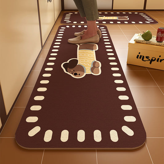 Dachshund kitchen floor mat, door resistant to dirt, household diatom mud floor mat, water-absorbing quick-drying anti-slip mat