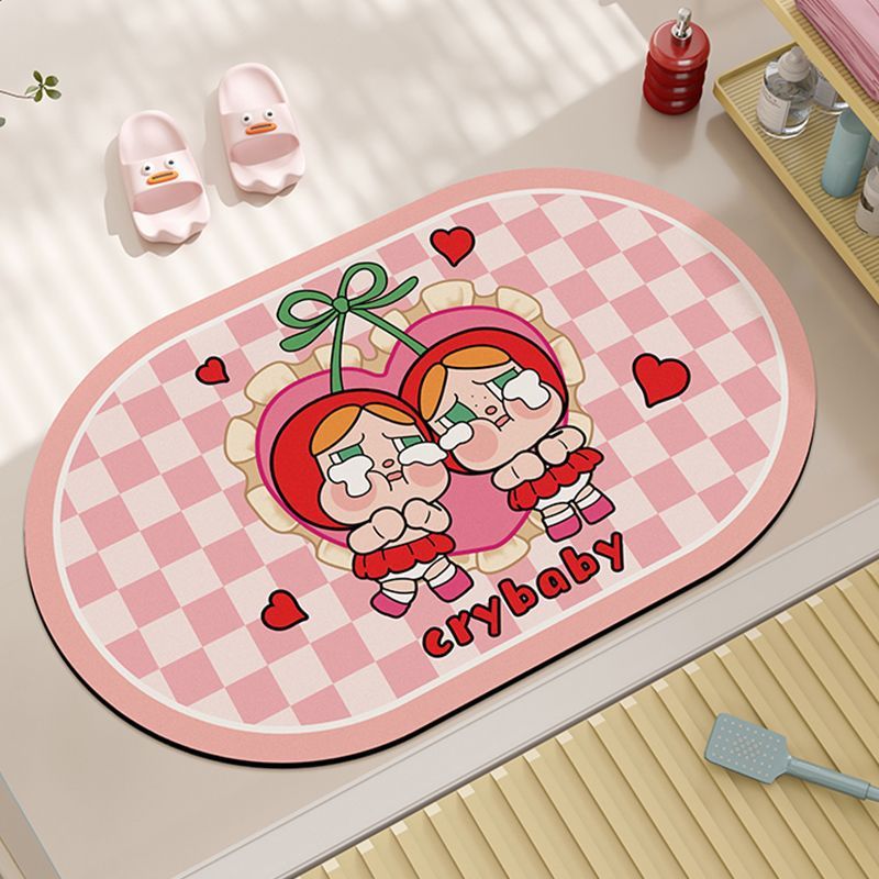 Cartoon crying baby bathroom diatom mud floor mat, household bathroom water-absorbing and anti-slip foot mat, easy to maintain entrance door floor mat