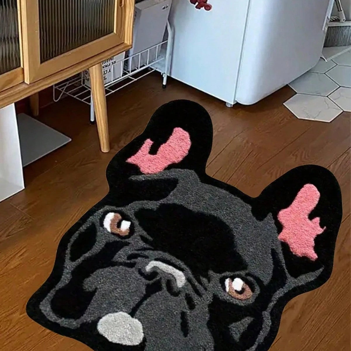 Cute and irregular-shaped faux cashmere floor MATS, water-absorbing and anti-slip pug floor MATS, household dirt-resistant and easy-to-maintain coffee table and chair MATS