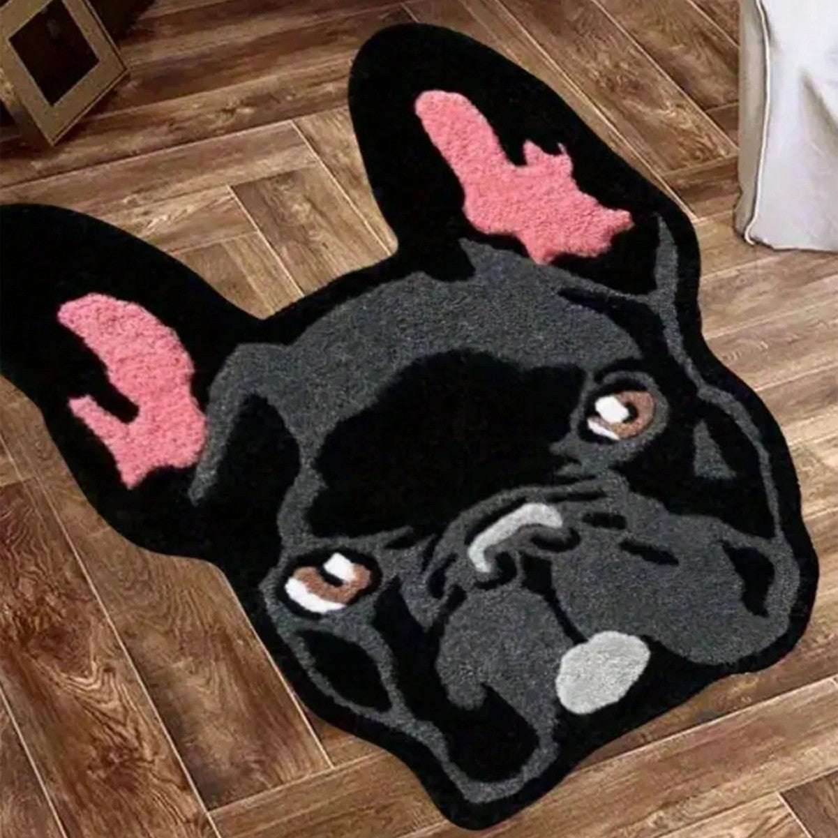 Cute and irregular-shaped faux cashmere floor MATS, water-absorbing and anti-slip pug floor MATS, household dirt-resistant and easy-to-maintain coffee table and chair MATS