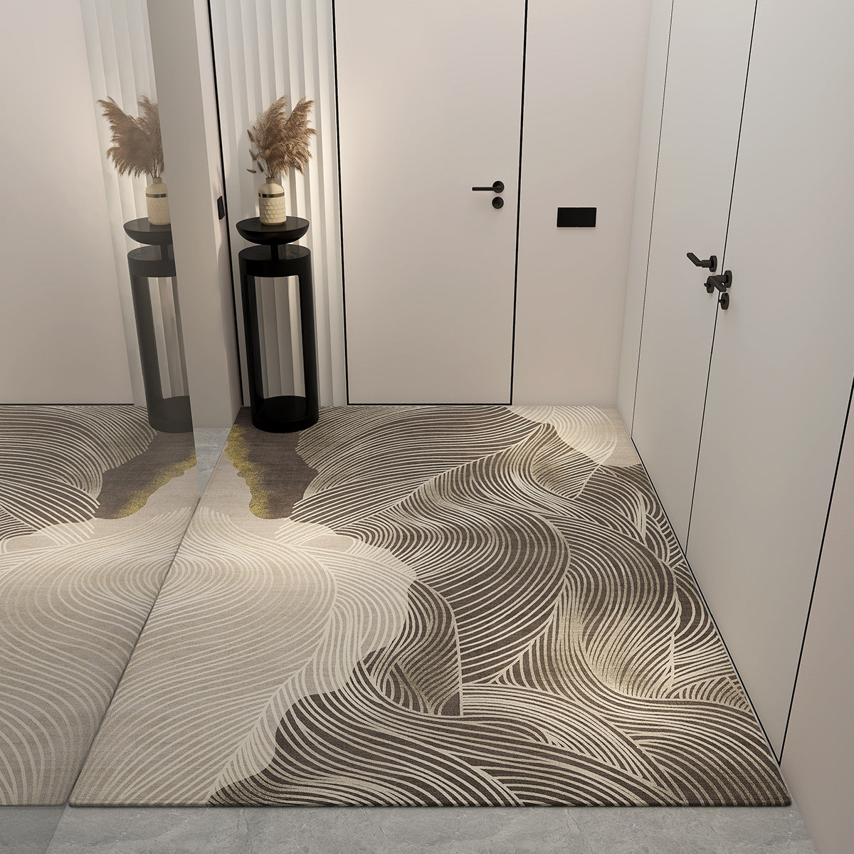 Light luxury entrance door floor mat, dust-rubbing crystal velvet floor mat, high-end home feel, easy to maintain floor mat, cool and dirt-resistant floor mat