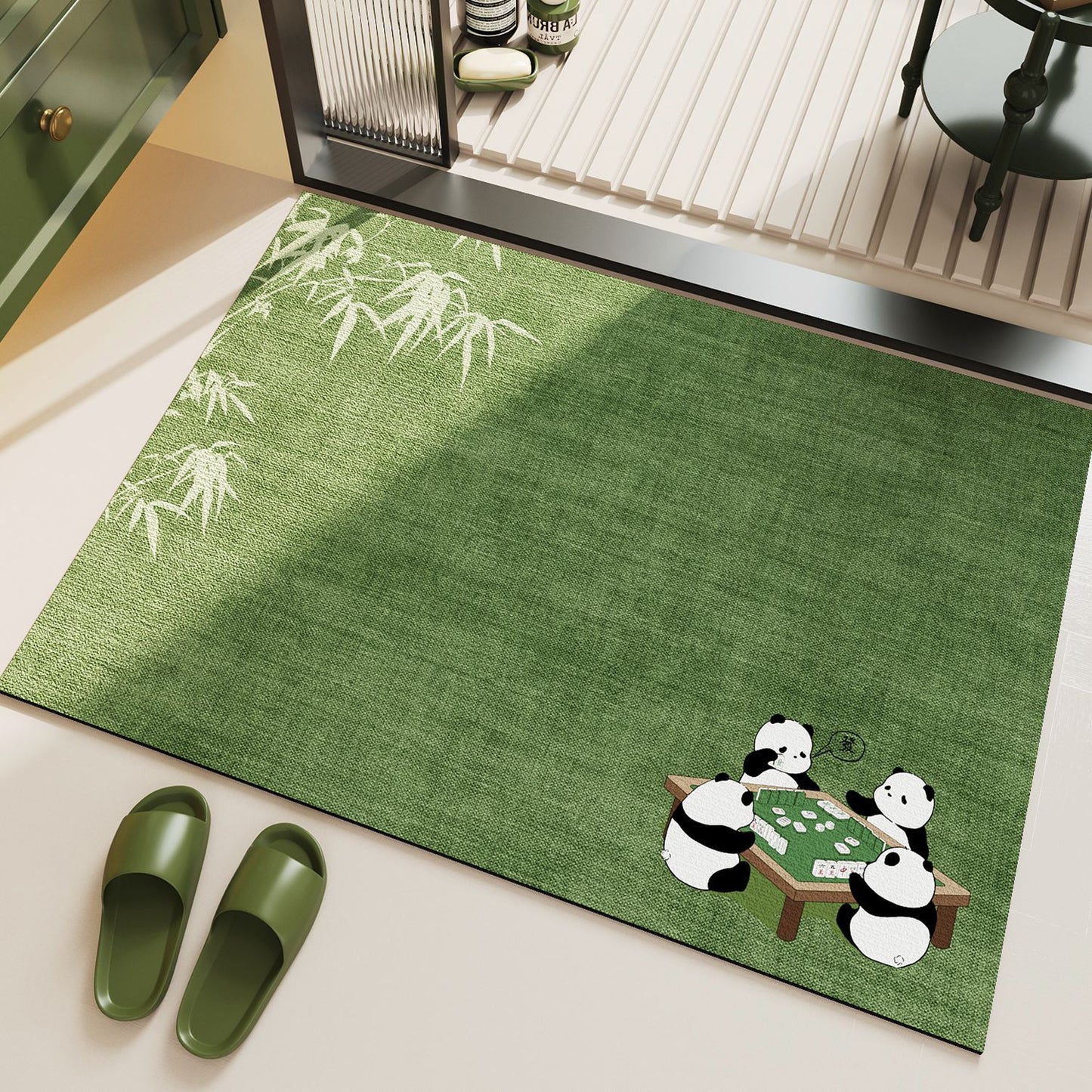 Bathroom floor mat, household water-absorbing quick-drying anti-slip foot mat, fresh and clean grass, toilet diatom mud floor mat