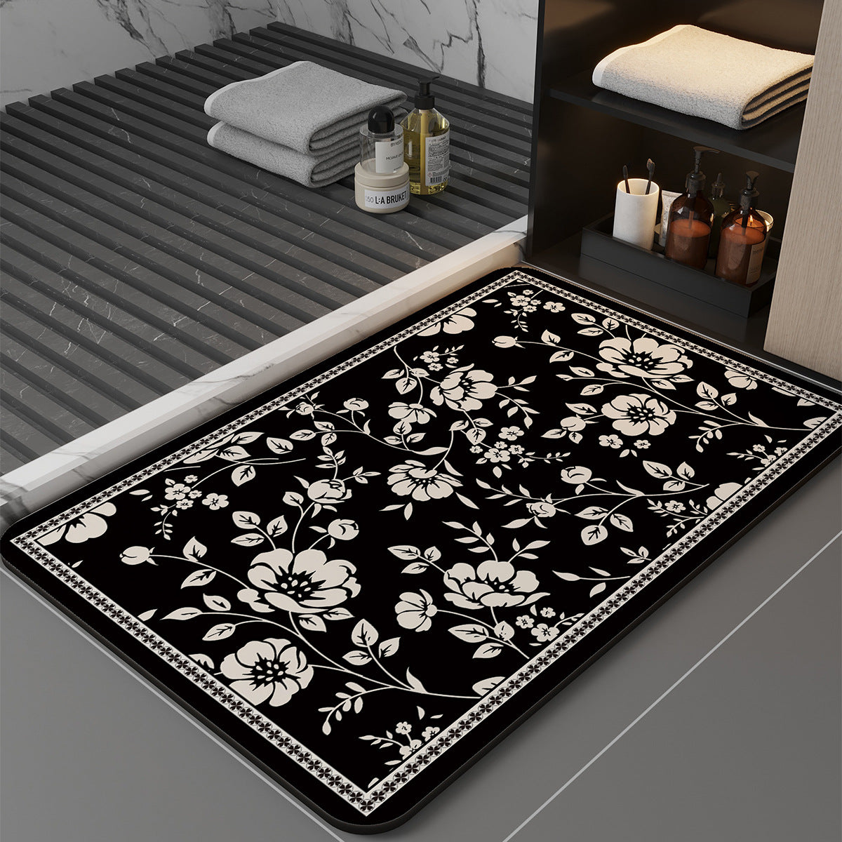 Xiaoxiangfeng diatom mud floor mat for bathroom entrance, water-absorbing quick-drying anti-slip foot mat, light luxury home bathroom floor mat