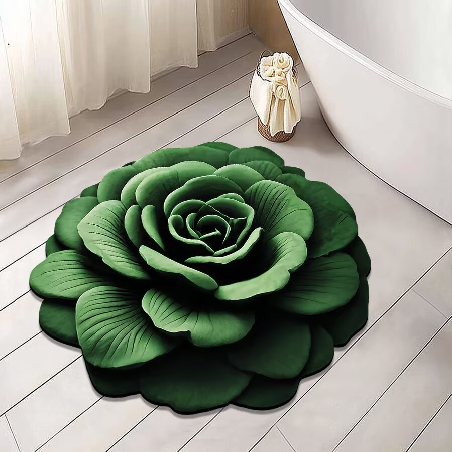 3d stereoscopic flower diatom mud floor mat, household water-absorbing quick-drying bathroom anti-slip mat, easy-to-maintain foot mat