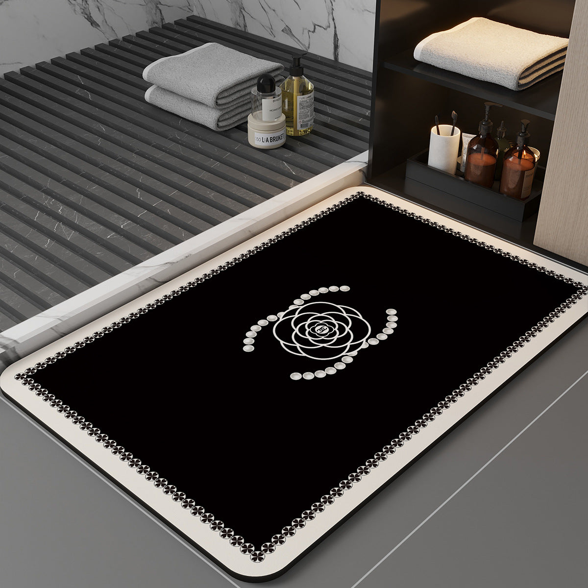 Xiaoxiangfeng diatom mud floor mat for bathroom entrance, water-absorbing quick-drying anti-slip foot mat, light luxury home bathroom floor mat