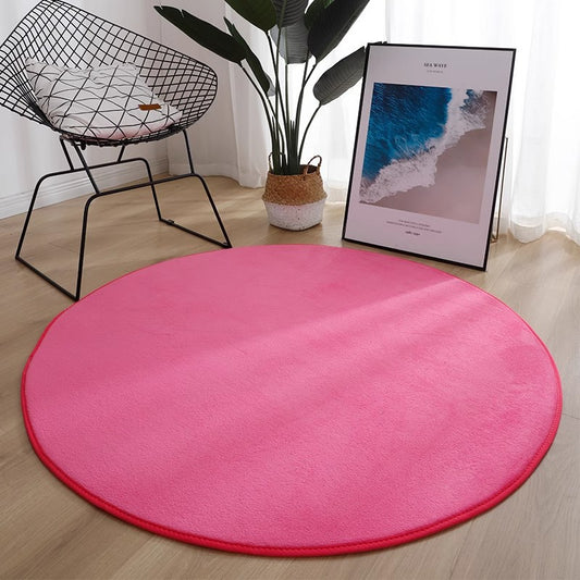 Round coral velvet carpet for the living room is dirt-resistant and easy to maintain. Bedroom bedside blanket in solid color, absorbent, soft and anti-slip