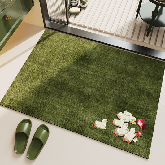 Bathroom floor mat, household water-absorbing quick-drying anti-slip foot mat, fresh and clean grass, toilet diatom mud floor mat