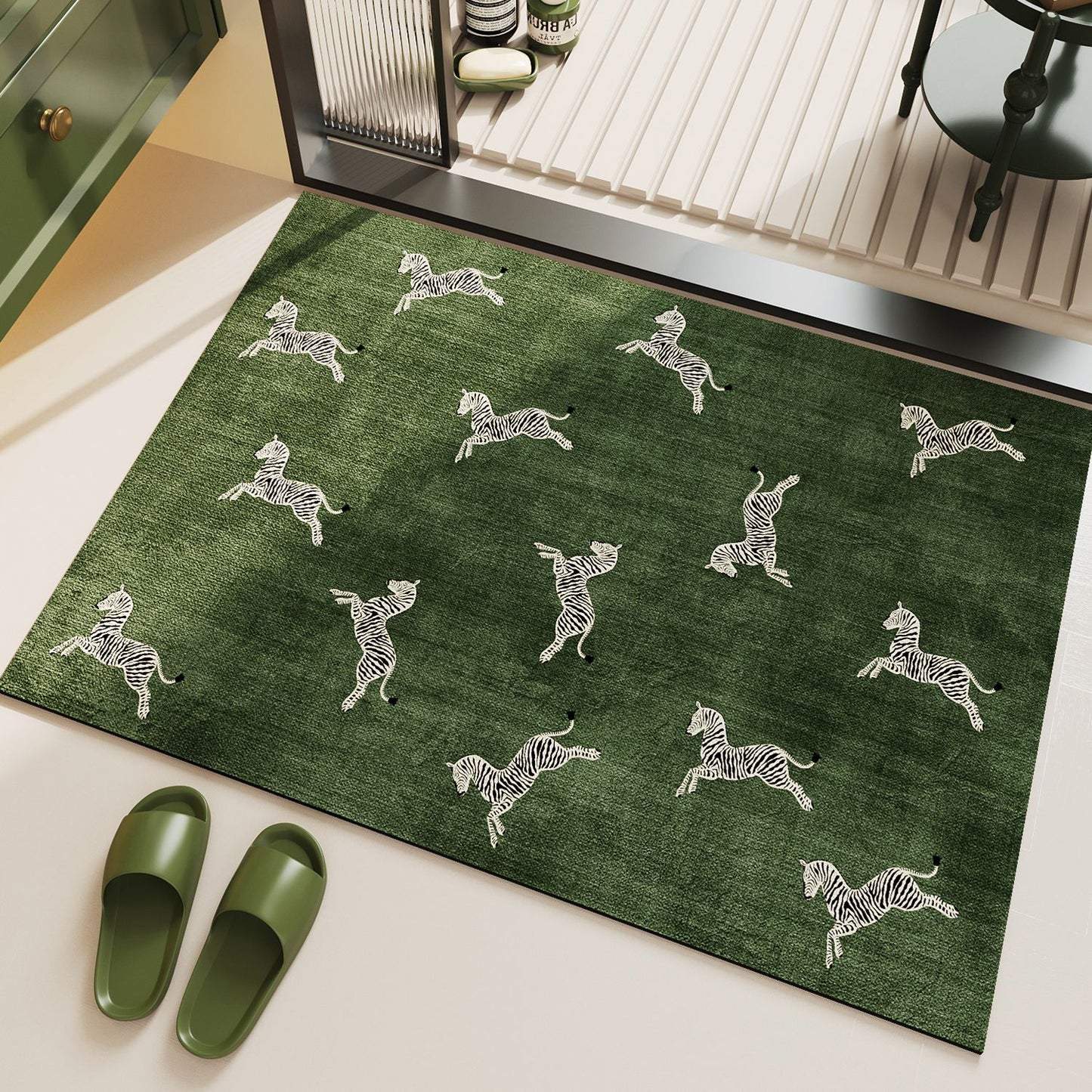 Bathroom floor mat, household water-absorbing quick-drying anti-slip foot mat, fresh and clean grass, toilet diatom mud floor mat