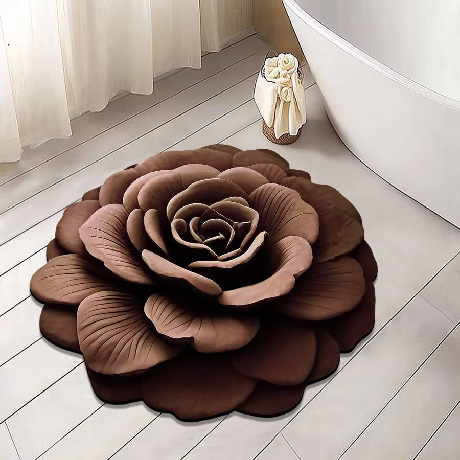 3d stereoscopic flower diatom mud floor mat, household water-absorbing quick-drying bathroom anti-slip mat, easy-to-maintain foot mat