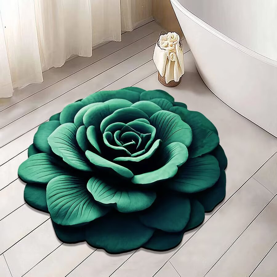 3d stereoscopic flower diatom mud floor mat, household water-absorbing quick-drying bathroom anti-slip mat, easy-to-maintain foot mat