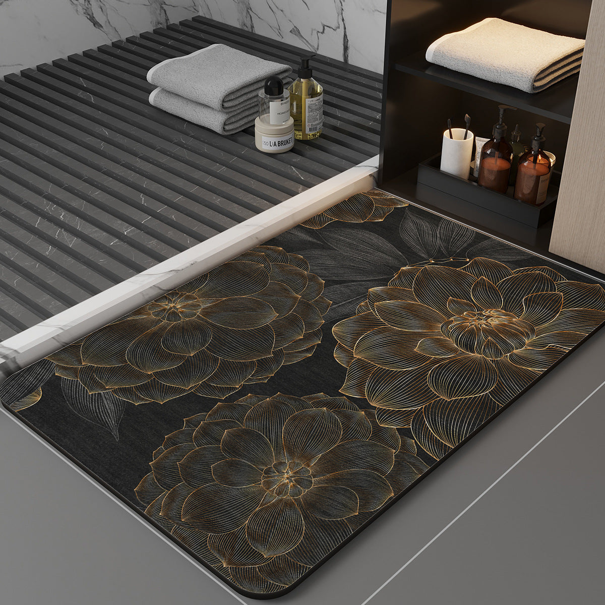 Xiaoxiangfeng diatom mud floor mat for bathroom entrance, water-absorbing quick-drying anti-slip foot mat, light luxury home bathroom floor mat