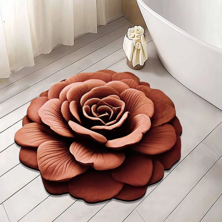 3d stereoscopic flower diatom mud floor mat, household water-absorbing quick-drying bathroom anti-slip mat, easy-to-maintain foot mat