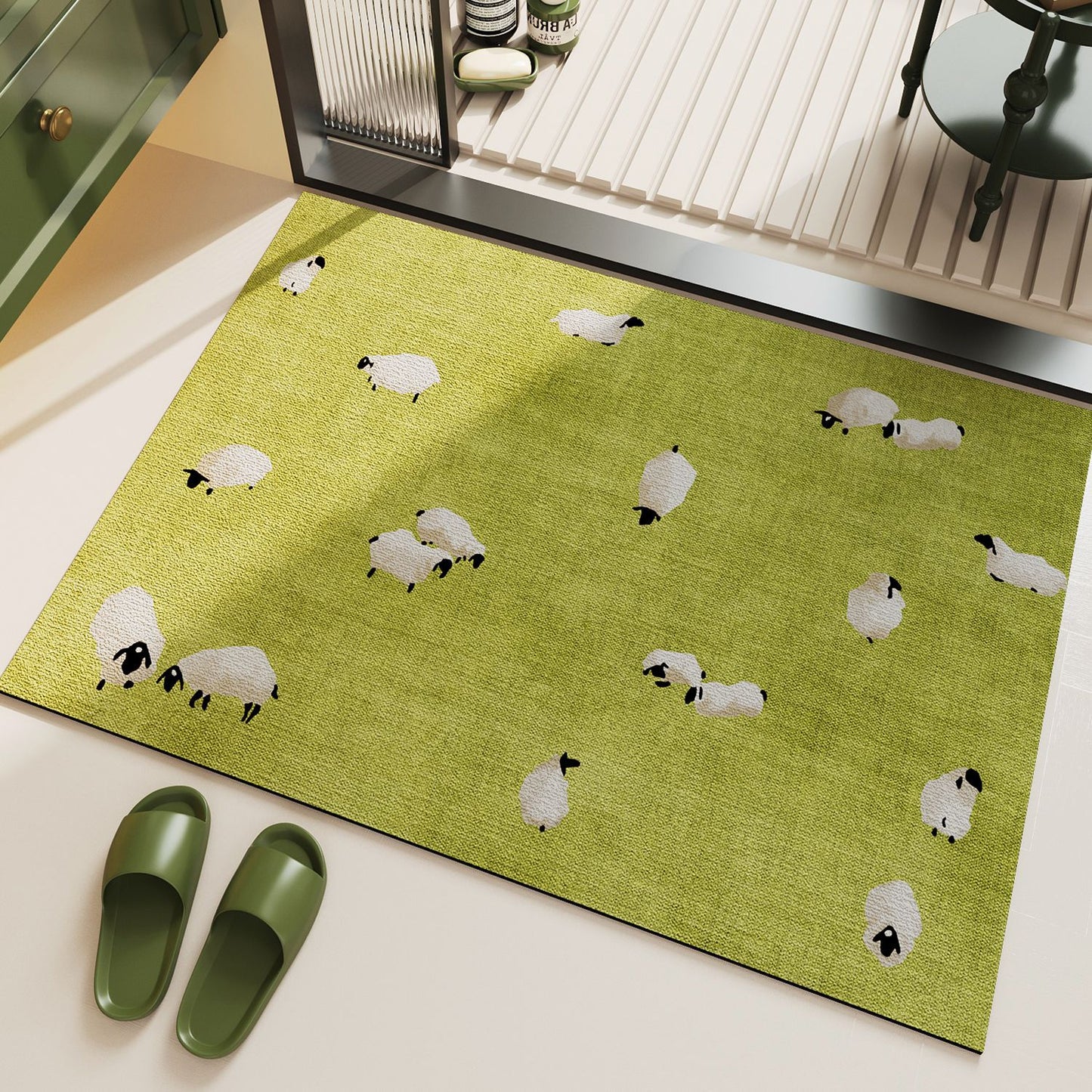 Bathroom floor mat, household water-absorbing quick-drying anti-slip foot mat, fresh and clean grass, toilet diatom mud floor mat