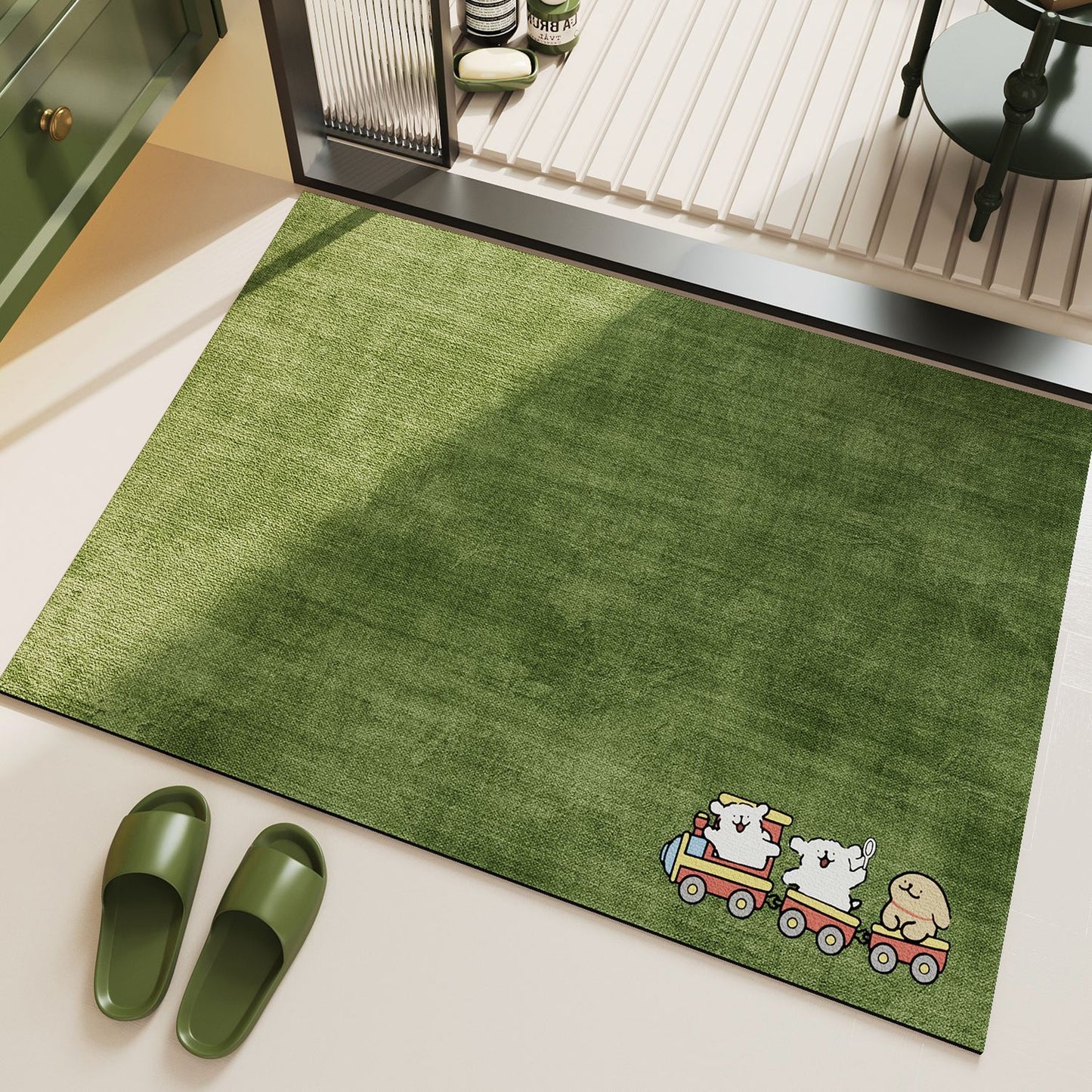 Bathroom floor mat, household water-absorbing quick-drying anti-slip foot mat, fresh and clean grass, toilet diatom mud floor mat
