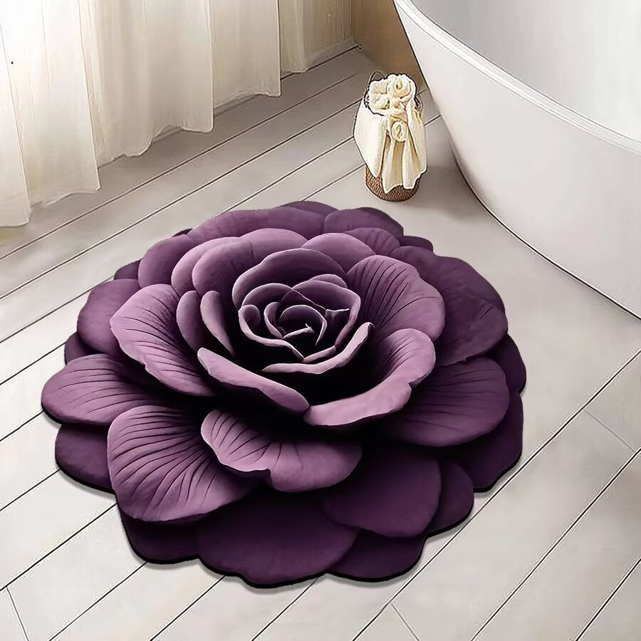 3d stereoscopic flower diatom mud floor mat, household water-absorbing quick-drying bathroom anti-slip mat, easy-to-maintain foot mat
