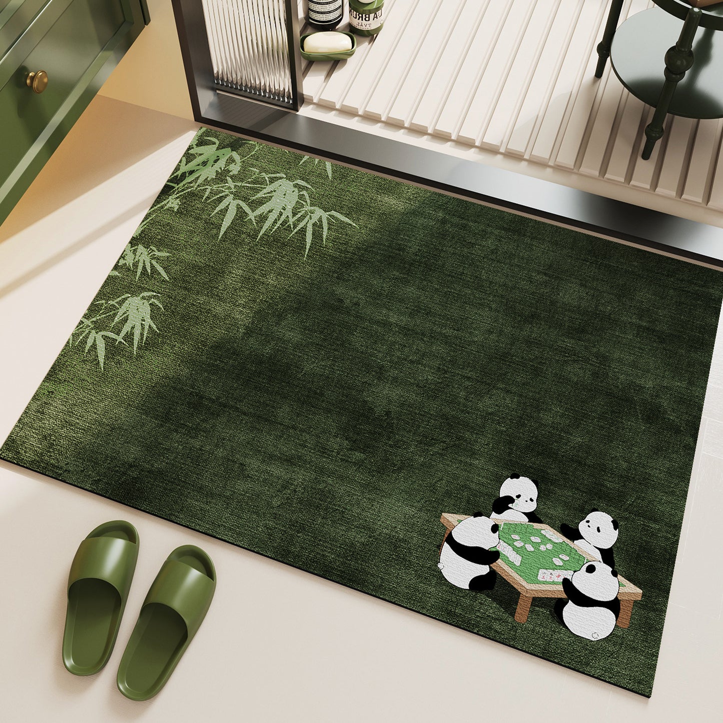 Bathroom floor mat, household water-absorbing quick-drying anti-slip foot mat, fresh and clean grass, toilet diatom mud floor mat