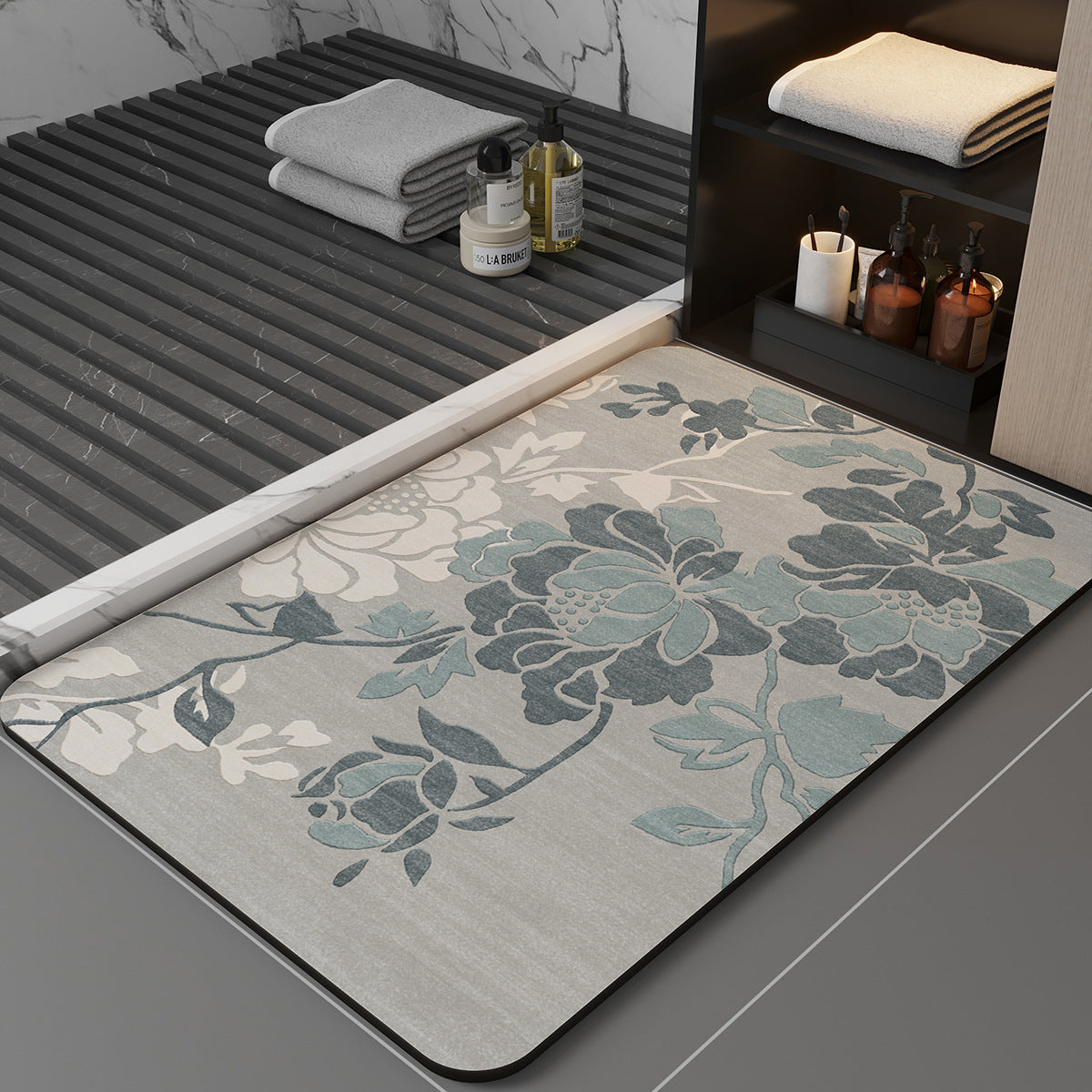 Xiaoxiangfeng diatom mud floor mat for bathroom entrance, water-absorbing quick-drying anti-slip foot mat, light luxury home bathroom floor mat