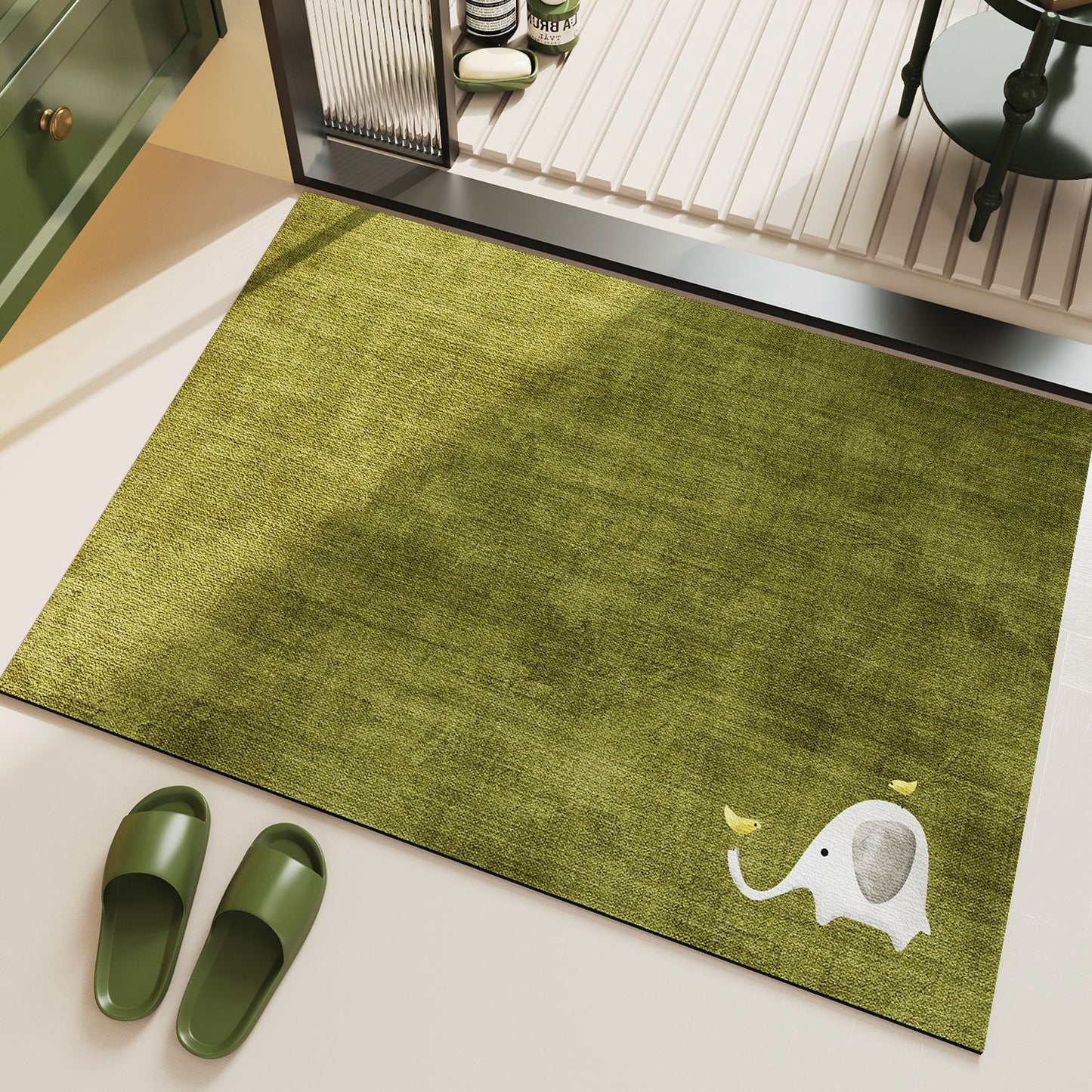 Bathroom floor mat, household water-absorbing quick-drying anti-slip foot mat, fresh and clean grass, toilet diatom mud floor mat