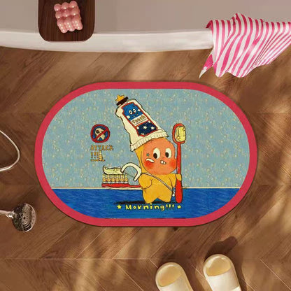 Cartoon Star Man customizable diatom mud floor mat, dirt-resistant and easy-to-maintain bathroom floor mat, water-absorbing quick-drying anti-slip foot mat