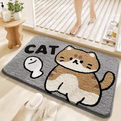 Cartoon and cute animal floor MATS in the bathroom, water-absorbing and quick-drying floor MATS in the bathroom, thickened imitation cashmere floor MATS in the bedroom