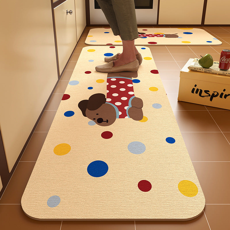 Dachshund kitchen floor mat, door resistant to dirt, household diatom mud floor mat, water-absorbing quick-drying anti-slip mat