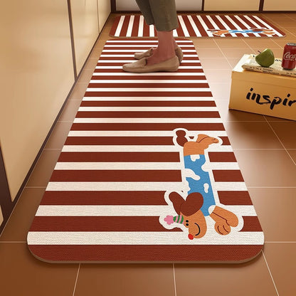 Dachshund kitchen floor mat, door resistant to dirt, household diatom mud floor mat, water-absorbing quick-drying anti-slip mat