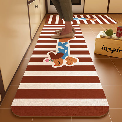Dachshund kitchen floor mat, door resistant to dirt, household diatom mud floor mat, water-absorbing quick-drying anti-slip mat