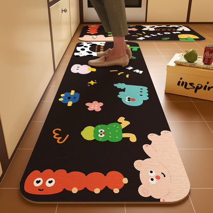 Dachshund kitchen floor mat, door resistant to dirt, household diatom mud floor mat, water-absorbing quick-drying anti-slip mat